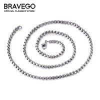 Bravego ผู้ชายแฟชั่นสแตนเลสสร้อยคอยาวฮิปฮอปไทเทเนียมเหล็กอุปกรณ์เสริมสร้อยคอโซ่