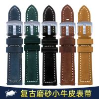 【Hot Sale】 Matte retro leather watch strap suitable for GT/Huawei double-sided cowhide flat mouth universal