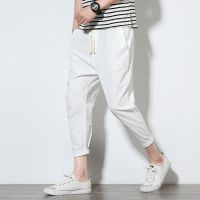 COD ❂☃◕ vffe899 Nine Pants Mens Cotton Linen Pants Solid color Large size M-5XL New casual Pants 2020 Spring and Summer