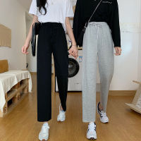 145 cropped gray wide leg track pants womens summer thin small 150CM loose straight cropped casual pants