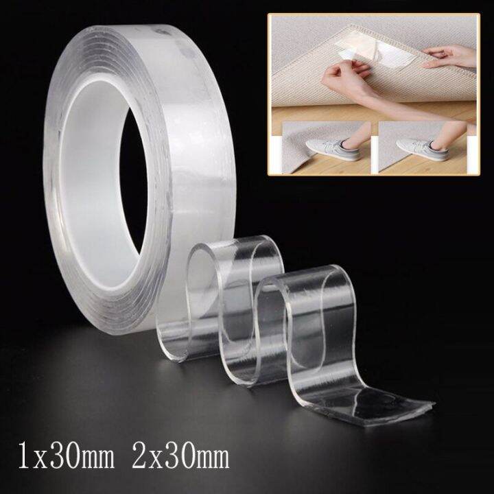 1m-double-sided-tape-nano-tape-reusable-waterproof-wall-sticker-non-marking-and-washable-self-adhesive-transparent-tapes-adhesives-tape