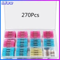 LIWU 270Pcs กันน้ำกันน้ำได้ ขั้วต่อปลายท่อหด 26-10 AWG ฉนวนกันความร้อน ชุดขั้วต่อสายไฟ พร้อมกล่องเก็บของ 4ขนาด ขั้วก้นขั้ว ยานยนต์สำหรับรถยนต์