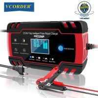 ZZOOI VCORDER 12V 8A/24V 4A Car Battery Charger Pulse Repairing Charger with LCD Display For Motorcycle  AGM GEL WET Lead Acid Battery