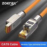 ZoeRax Cat8สายแพทช์อีเทอร์เน็ต S/ftp 22AWG เสื้อถักเต็มตัวหุ้มฉนวนสองชั้น2000Mhz 2Ghz 40Gbps | เครือข่าย LAN อีเธอร์เน็ต5th Gen