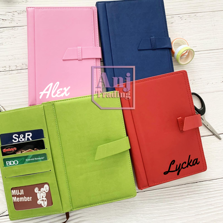 GIFT} Leather Cover Notebook with Card Slot A5 size Heavy Duty