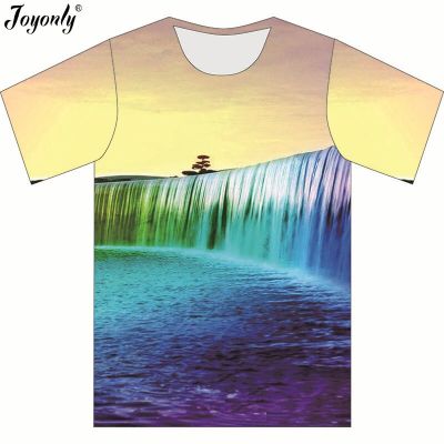 Joyonly 2018 Summer Children 3D T shirt Waterfall Colorful Tree Printed T-shirt Boys Girls Galaxy Tshirts Tops Fit 4-20 Years