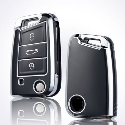 SUMMIT ฝาครอบเต็มรูปแบบ เคสกุญแจรถ ตัวป้องกันกุญแจ ที่วางของ ปลอกหุ้มกุญแจ แฟชั่นสำหรับผู้หญิง ทีพียูนุ่ม เคสกุญแจรีโมท สำหรับ VW Volkswagen/เสื้อโปโลโปโล/Non-English Words/B7 B6 Passat B5/Golf 7 MK/เจ็ตตา อุปกรณ์เสริมรถยนต์