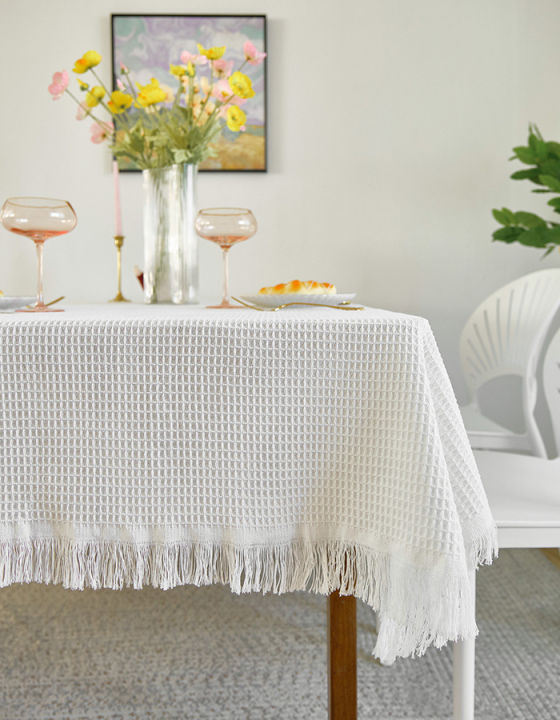hot-ผ้าปูโต๊ะแบบฝรั่งเศส-ins-ผ้าปูโต๊ะลูกไม้โต๊ะกาแฟทรงกลมสีขาวผ้าคลุมโซฟาทรงสี่เหลี่ยม
