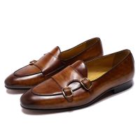 FELIX CHU Leather Mens Loafers Handmade Monk Strap Wedding Party Casual Dress Shoes Summer Autumn Footwear for Men