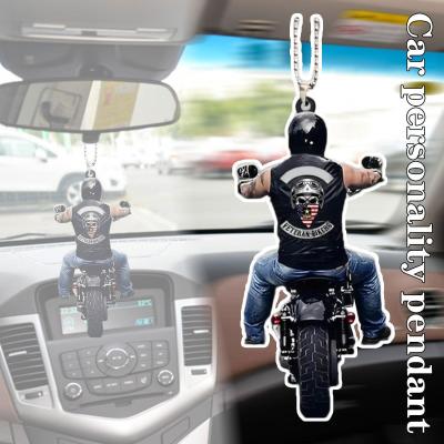 Motorcycle Rider Pendant Car Rear View Mirror Hanging Auto Supplies Car Decorative Pendant Accessories Ornaments Interior Decor C0W0