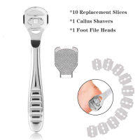 Stainless Steel Pedicure Callus Shaver Sets  Foot Files kit Include Foot File Heads &amp; 10 Replacement Blades &amp; Hard Skin Remover Scraper Pedicu