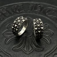 [TOP] Chrome Heart S925 Silver checkerboard cross flower ring distressed classic tail ring jewelry