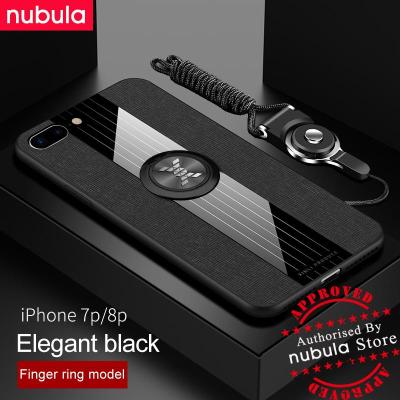 NUBULA สำหรับ Apple IP iPhone 7 Plus (5.5) นิ้วปลอกทอไมโครไฟเบอร์ผ้ารูปแบบหนังเหงื่อที่ปิดหลังโทรศัพท์มือถือกับเชือกผู้ถือสำหรับ iPhone 7 Plus