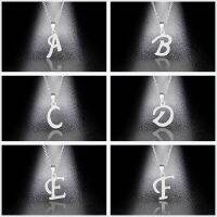 Silver Color 26 Letters Jewelry English Alphabe Necklaces for Women Choker A B C D E F G H I J K L M N O P Q R S T U V W X Y Z