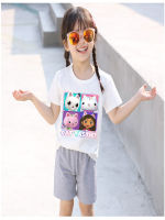 Kids Gabby Cats T-shirt Boys 2021 Summer Clothes Girls Tops Gabbys Dollhouse Christmas Short Sleeve T-shirt Childrens Clothing