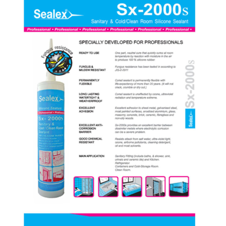 ซิลิโคน-sealex-2000s-สีขาว-ชนิดไร้กรด-กาวยาแนวซิลิโคน-ชนิดไร้กรด-sx-2000s