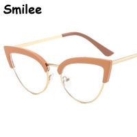 Farsightedness Glasses 2021 Fashion White Cat Eye Optical Glasses Frame Women Luxury Brand Reading Anti Blue Light Ray Glasses +