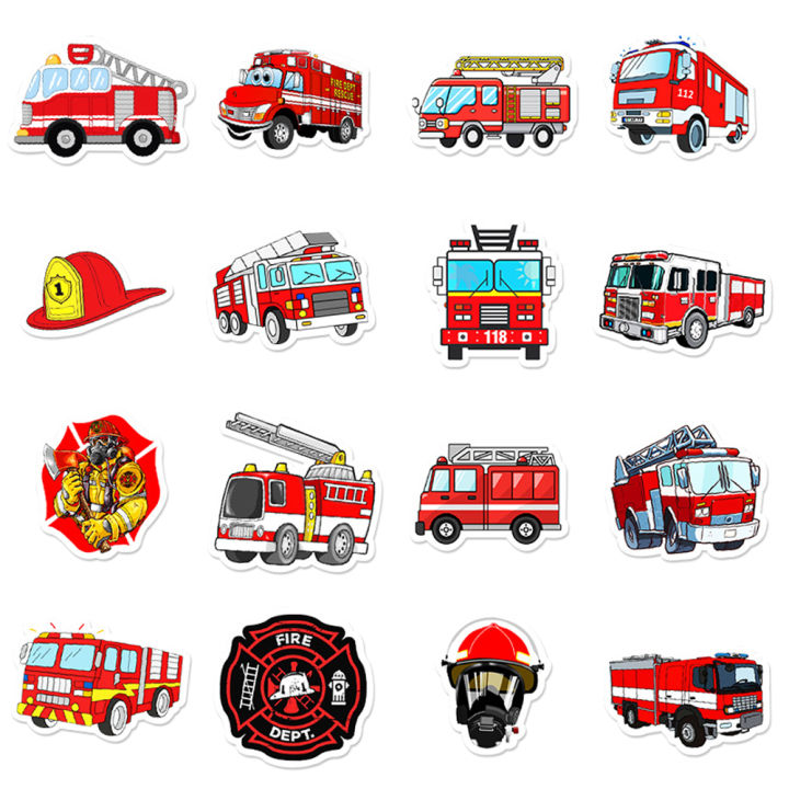 muya-50pcs-fire-truck-stickers-waterproof-fire-engine-vinyl-stickers-for-laptop