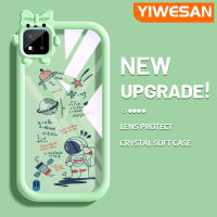 "YIWESAN เคสสำหรับ Realme C20 C20A C11 C11 2021 2020 Narzo 50i ลายการ์ตูนน่ารัก Nasa Astronaut Motif สีสันสดใสเคสนิ่มใสเคสกันกระแทกใสเคสโทรศัพท์ซิลิโคนนิ่มทนทาน"