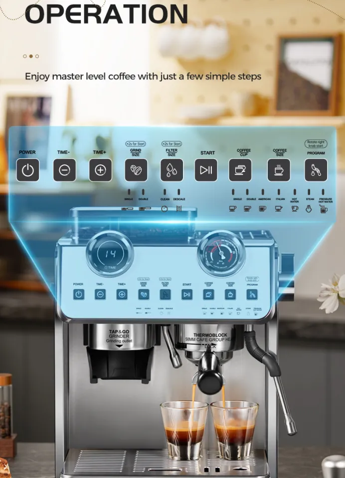 HiBREW Dual Boiler System Barista Pro 20Bar Bean to Espresso Cafetera  Coffee Machine with Full Kit for Cafe Hotel Restaurant H7A