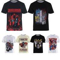 2023 NewTRANSFORMERS ผู้ชายหม้อแปลงเสื้อยืดอะนิเมะเสื้อ3d พิมพ์ท็อปส์สีขาวสีดำ