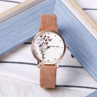 New Fashion Butterfly Women Watches 2022 Simple Brown Quartz Watch Vintage Leather Ladies Wristwatches Drop Shipping Clock