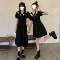 [COD] collar dress womens summer loose long and short waist slimming A-line retro puff sleeve little black