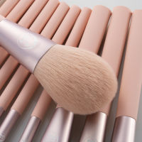 FLD Gentle Pink Makeup Brushes Set Bag Natural Hair Foundation Powder Eyeshadow Eyebrow Fan Blush Blending Brush Cosmetic Tools