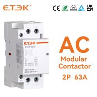 ETEK บ้าน AC คอนแทค220V แบบแยกส่วนเฟสเดียว2P คอยล์2NO 63A ราง Din ประเภท EKMF-6320-230