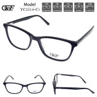 ?กรอบแว่นตา GEZE รุ่น YC2214-C1 เต็มกรอบสีดำเงา Vintage น้ำหนักเบา ใส่สบาย (บริการตัดเลนส์สายตาราคาถูก)