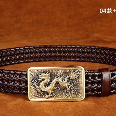 Retro personality belt male leather hand-woven belts male youth brass buckle from punching leisure jeans with tide