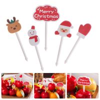 5pcs/set Mini Cartoon Merry Christmas Animal Fruit Fork Kid Cake Toothpick Bento Lunch Bento Party Decoration