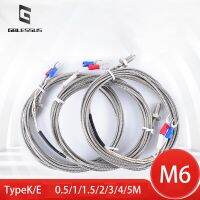 M6เทอร์โมคัปเปิลประเภทด้าย K/E 0-800 ℃ โพรบเซ็นเซอร์อุณหภูมิความต้านทานความร้อน0.5/1/1.5/2/3/4/5M