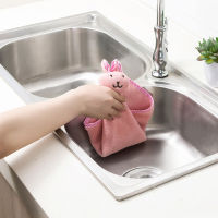 1pc Soft Hand Towel Cute Animal Plush Kitchen Soft Hanging Bath Wipe Towel Absorbent Hang Towel Kitchen Bathroom Use Household