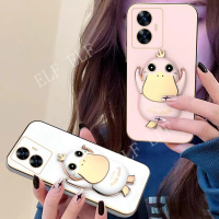 เคสโทรศัพท์สินค้าหรูหราสำหรับ REALME C55 NFC อินเทรนด์เคส TPU นุ่ม Hp OPPO Realme C55 2023เลนส์ฝาครอบซิลิโคนสำหรับป้องกัน C55 REALME พร้อมที่วางขาตั้งเป็ดน่ารัก