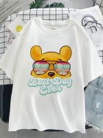 ใหม่ Cool Disney T เสื้อผู้หญิงฤดูร้อน Pooh หมีแว่นตากันแดดยอดนิยมอินเทรนด์ Harajuku เสื้อยืดความคิดสร้างสรรค์การ์ตูนสีขาวทันสมัย S-5XL