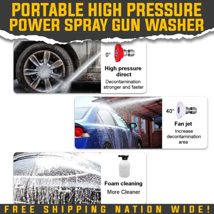 Portable Cordless High Pressure Power Spray Gun Washer Car Motor Wash