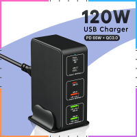 120W PD 6พอร์ต3 USB-C + 3 USB-ชาร์จเร็วสำหรับ PD 65W PPS 30W XPS โทรศัพท์แล็ปท็อปสถานีชาร์จอัจฉริยะ