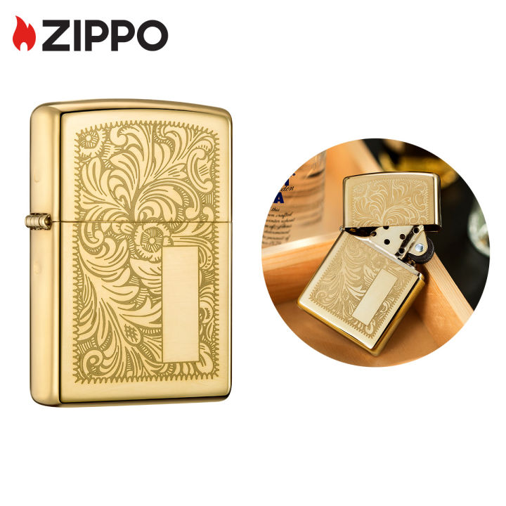 zippo-venetian-design-high-polish-brass-pocket-lighter-zippo-352bการออกแบบสไตล์เวนิส-ไฟแช็กไม่มีเชื้อเพลิงภายใน