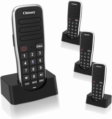Rechargeable Intercoms Wireless for Home 5280 Feet Range 10 Channel, Chtoocy Handheld Wireless Intercom System for Home Business Office, Room to Room Communication System Expandable (4 Packs, Black) 4 Packs-Black