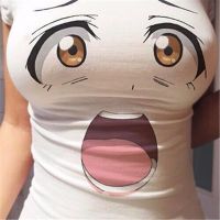 Cute Ladies T-Shirt 3D Printing Sexy Big Eyes Cartoon T-Shirt Ladies Top Funny Clothing Summer Round Neck Short Sleeve T-Shirt