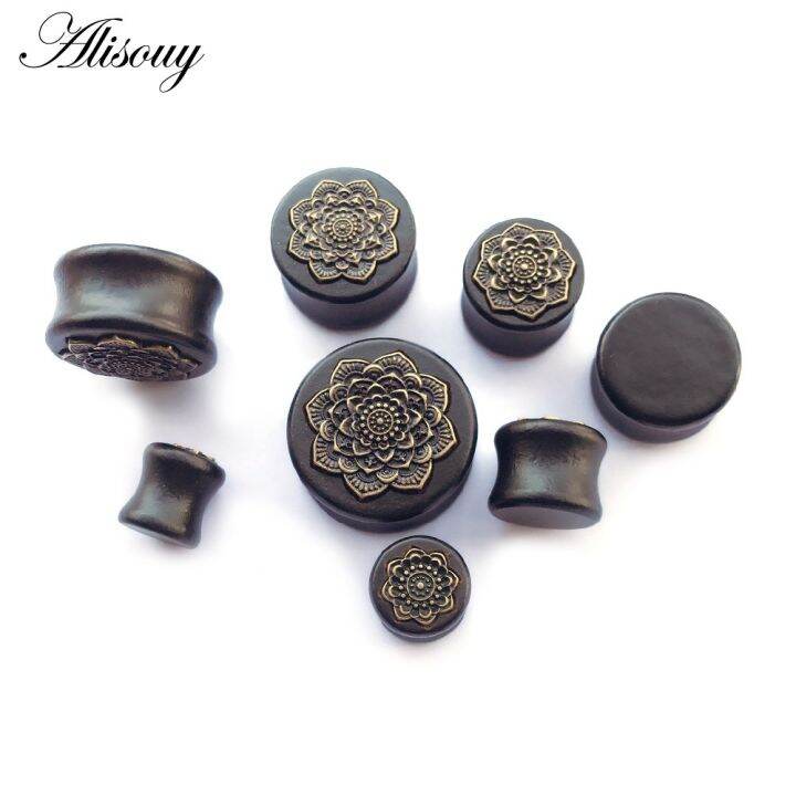 alisouy-new-style-2pcs-black-natural-wood-mandala-flower-ear-plugs-tunnels-ear-expanders-earring-gauges-piercing-plug-ears-body-jewelry