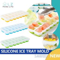 Reusable 14 Cavity Ice Cube Tray Silicone Creative Ice Box  Silicone Cooler Ice Mold with Lid Fruit Juice Freezer Box