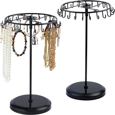 Keychain Display Rack Iron Art Jewelry Holder Rotating Jewelry Display Necklace Holder Display Stand Detachable Assembly Jewelry Stand