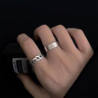 ﹍△♤ 925 sterling silver chain ring female fashion personality smooth finger ring cold wind restoring ancient ways is opening adjustable ring