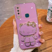 VWTEROKAI Hello Kitty 3D ตุ๊กตาน่ารักแต่งหน้าเคสโทรศัพท์กระจกสำหรับ VIVO Y1S Y17/Y15 Y12/Y11/Y12i Y20i /Y20S /Y12S Y12A Y50 Y30i Y93 Y91C ชุบ Soft แป้นโทรศัพท์ทีพียูฝาหลัง