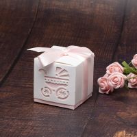 10pcs/bag Cute Candy Box Baby Carriage Blue&amp;Pink Paper Gift Boxes Decoration For Kids Birthday Party DIY Baby Shower Supplies 5Z Storage Boxes