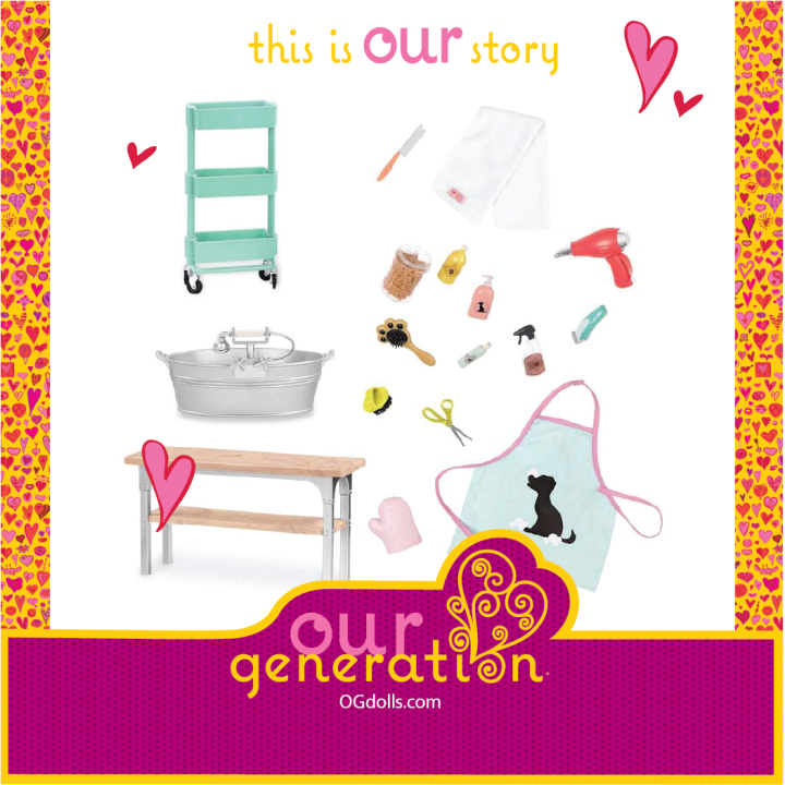 Our Generation Dog and Pet Grooming Set for 18 Dolls, for ages 3 and