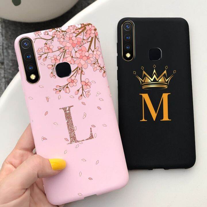 ผ้าหุ้มหลังทาสีอักษรมงกุฎดอกไม้สำหรับ-vivo-y19-1915เคสมือถือซิลิโคนนิ่มสำหรับ-vivoy19-y-19เคสใส่โทรศัพท์