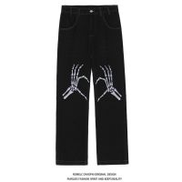 Men Baggy jeans woman Street Skull embroidery hand embroidery men women hip hop loose American long y2k pants